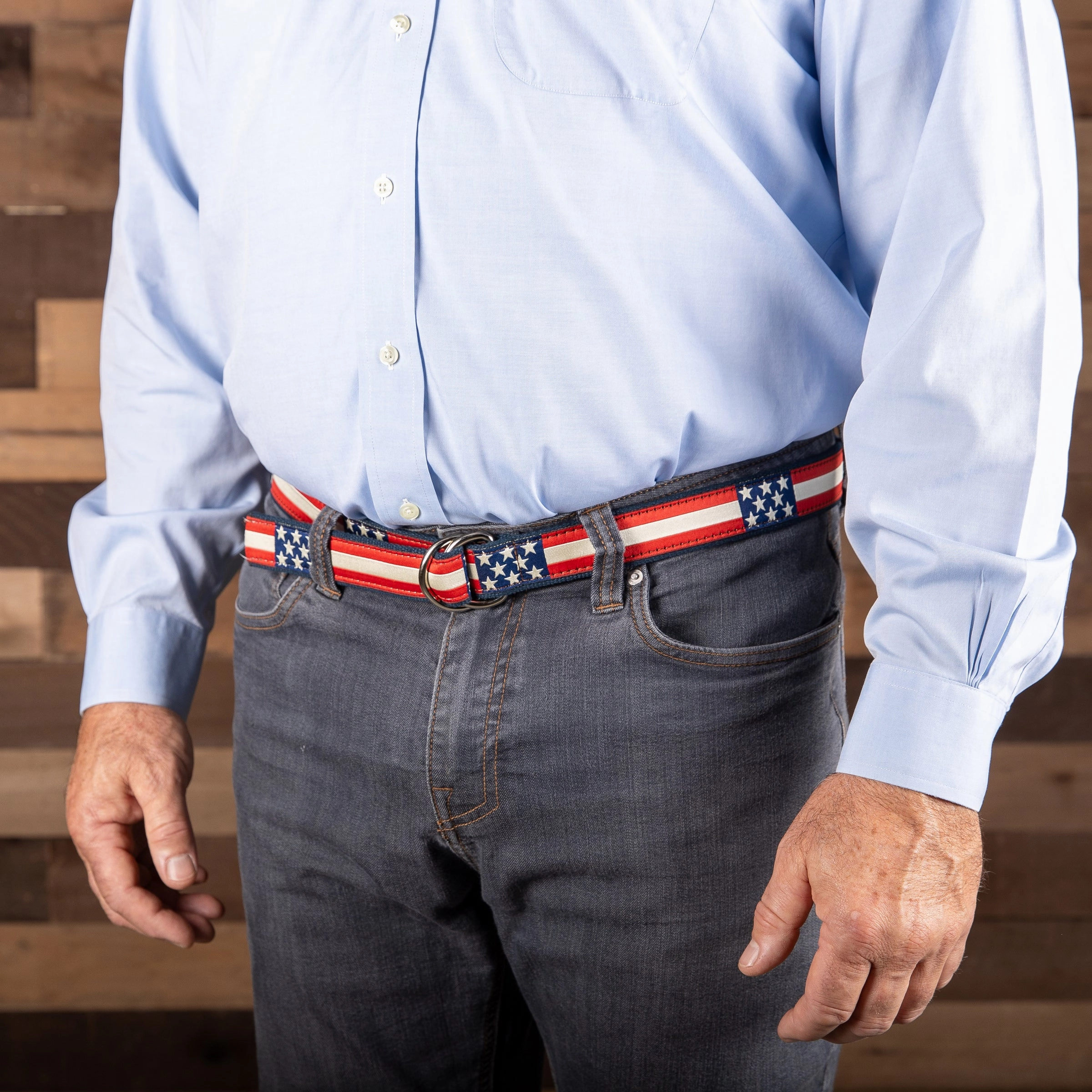 Retro Flag Ribbon D-Ring Belt
