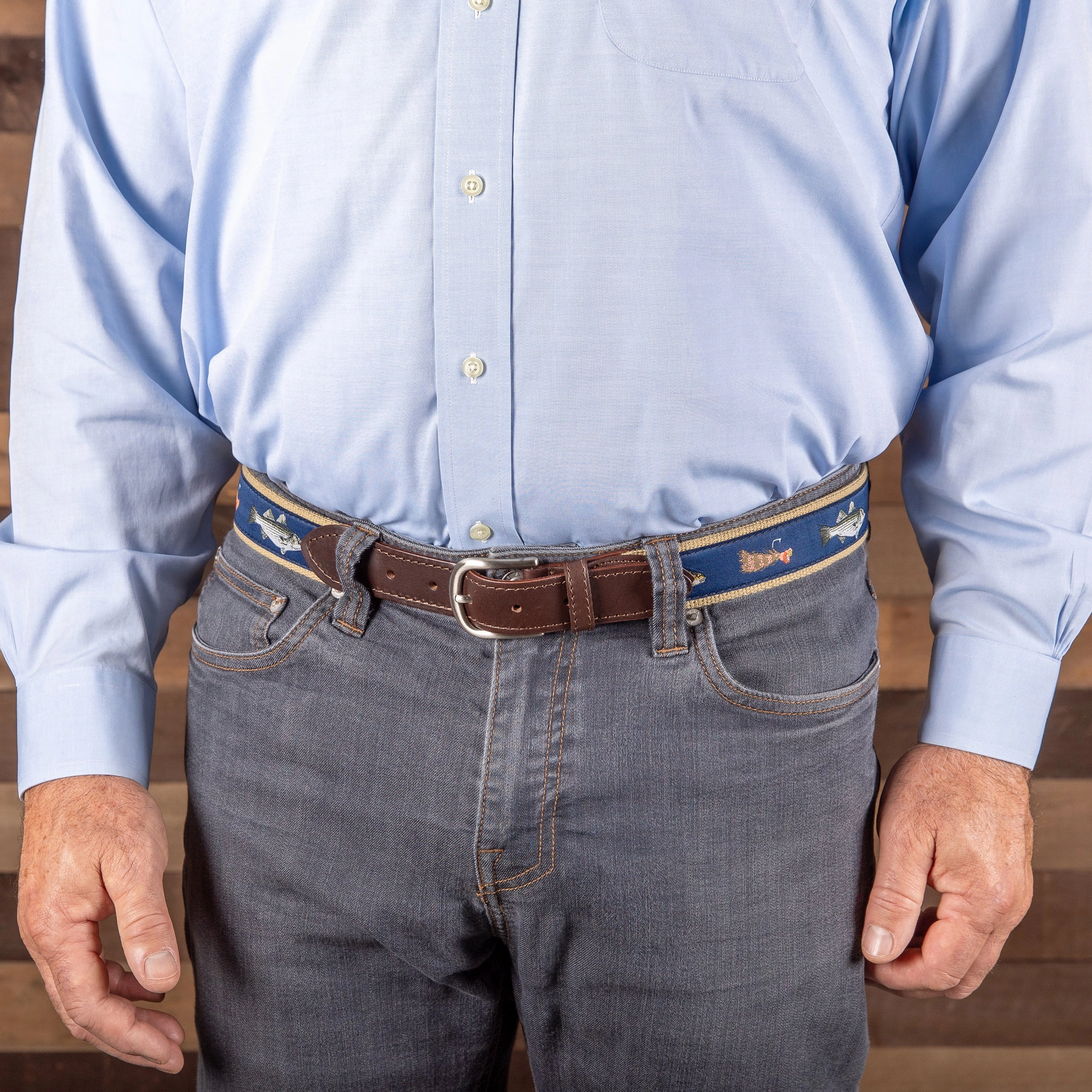 Saltwater Fish & Flies Ribbon Club Belt