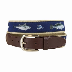 Saltwater Fish & Flies Ribbon Club Belt