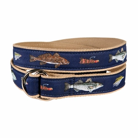 Saltwater Fish & Flies Ribbon D-Ring Belt