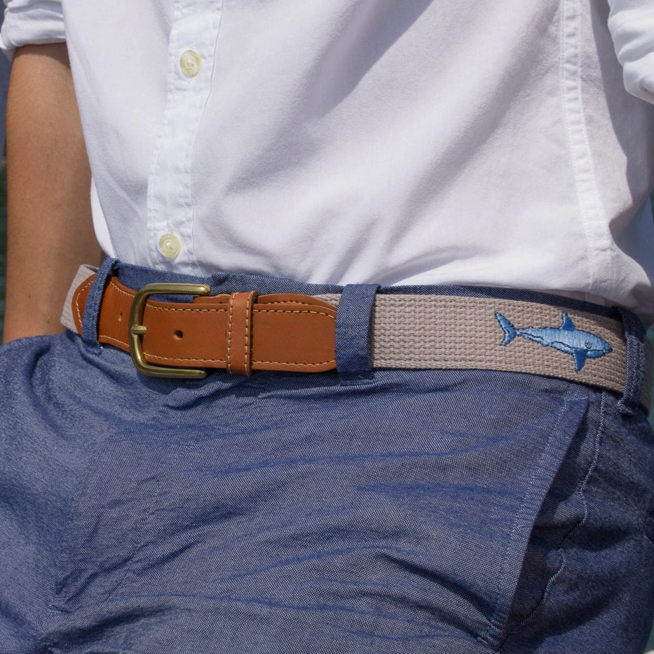 Shark Embroidered Belt