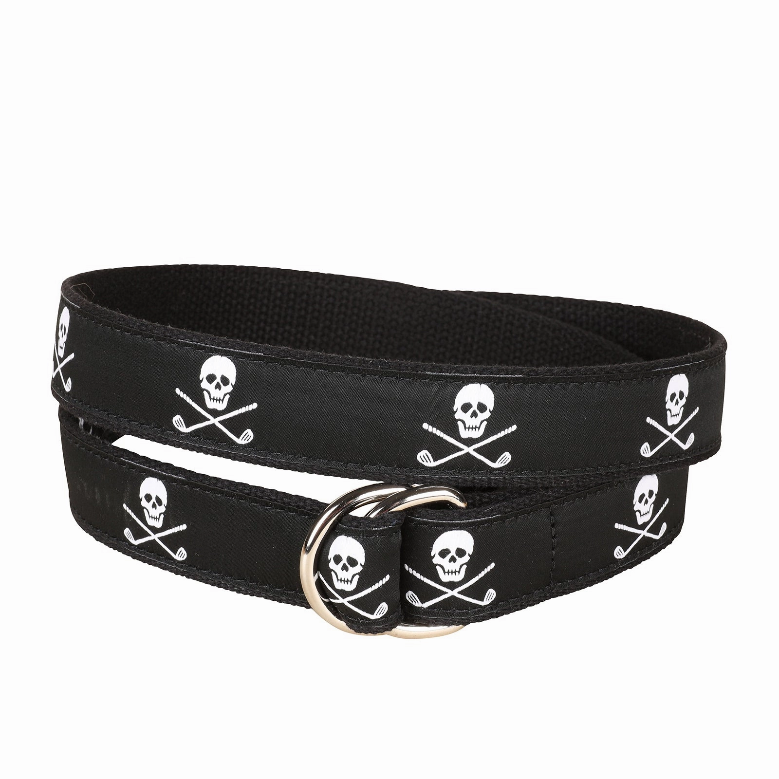 Skulls & Clubs Ribbon D-Ring Belt