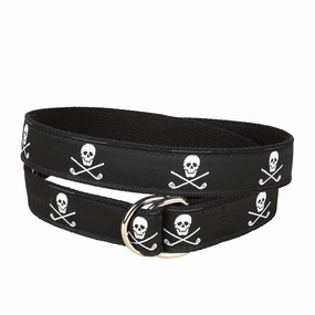Skulls & Clubs Ribbon D-Ring Belt