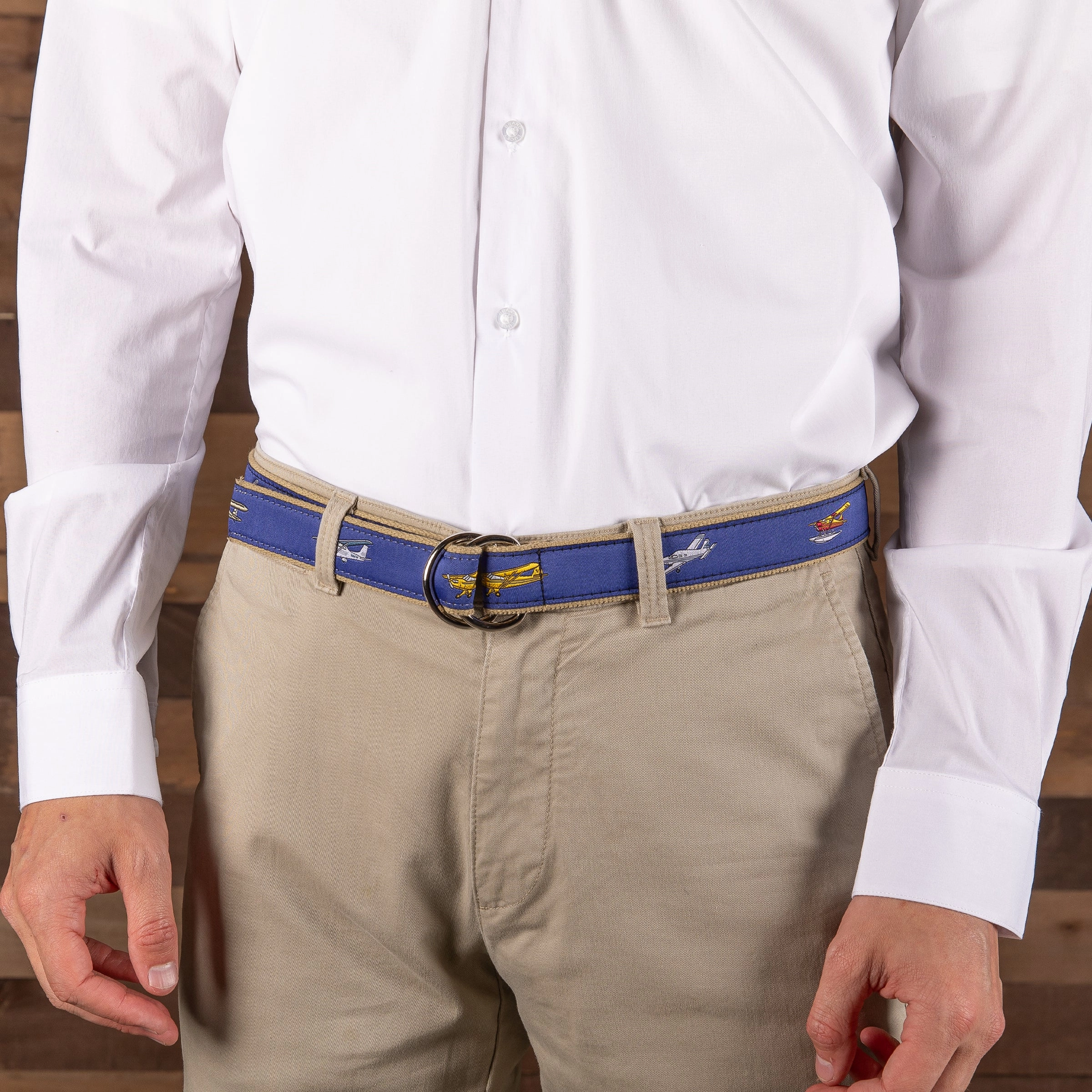 Small Planes Ribbon D-Ring Belt