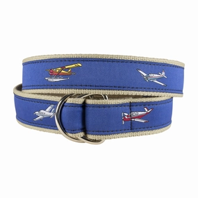 Small Planes Ribbon D-Ring Belt