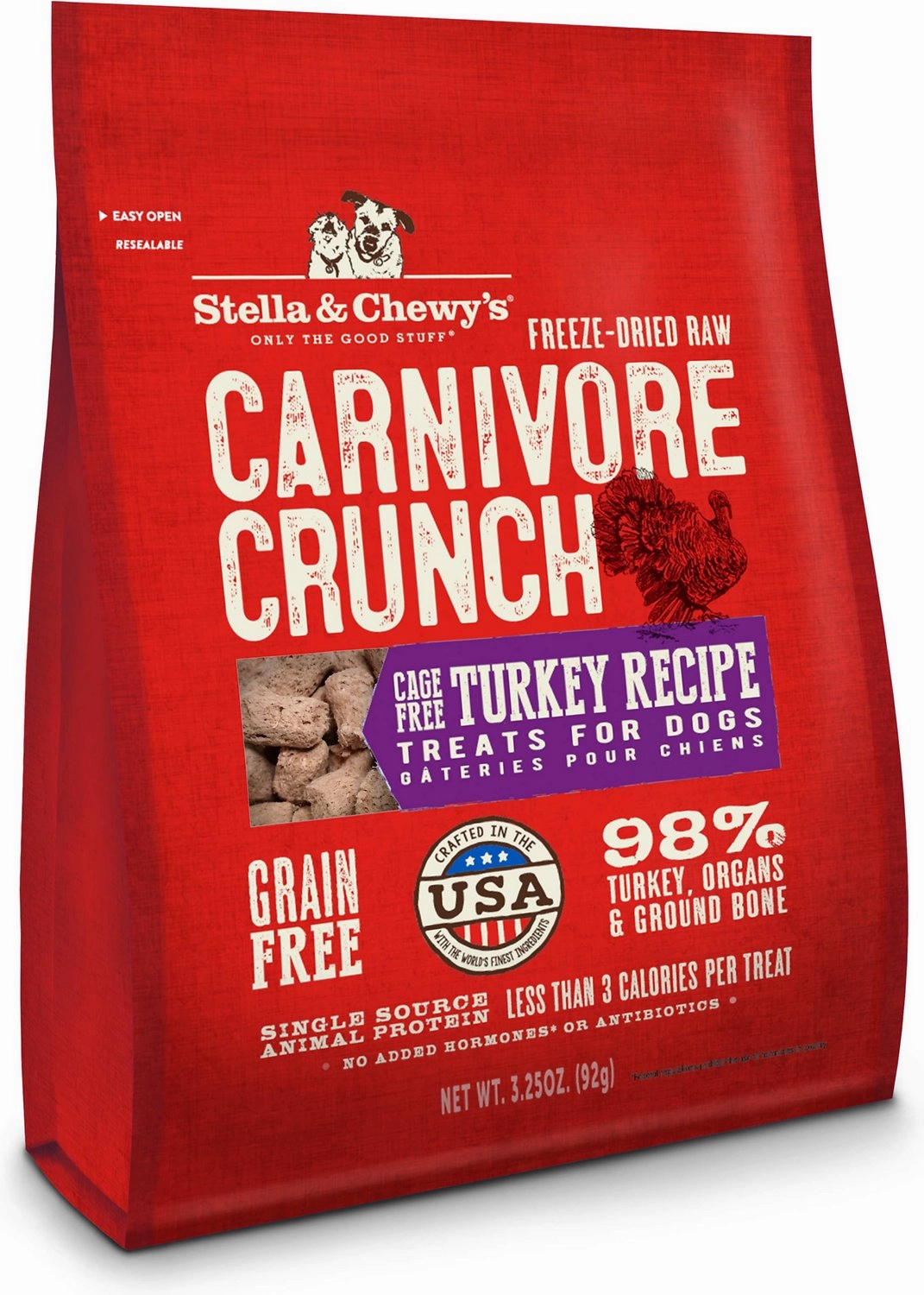 Stella & Chewys Carnivore Crunch Turkey Dog Treats 3.25oz