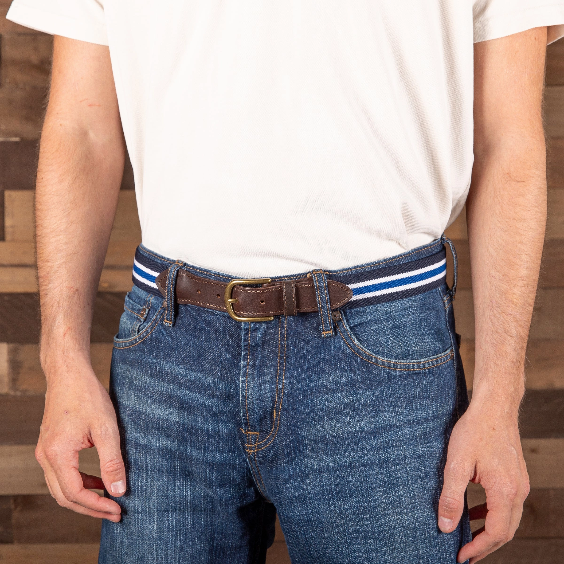 Stretch Striped Webbing Club Belt