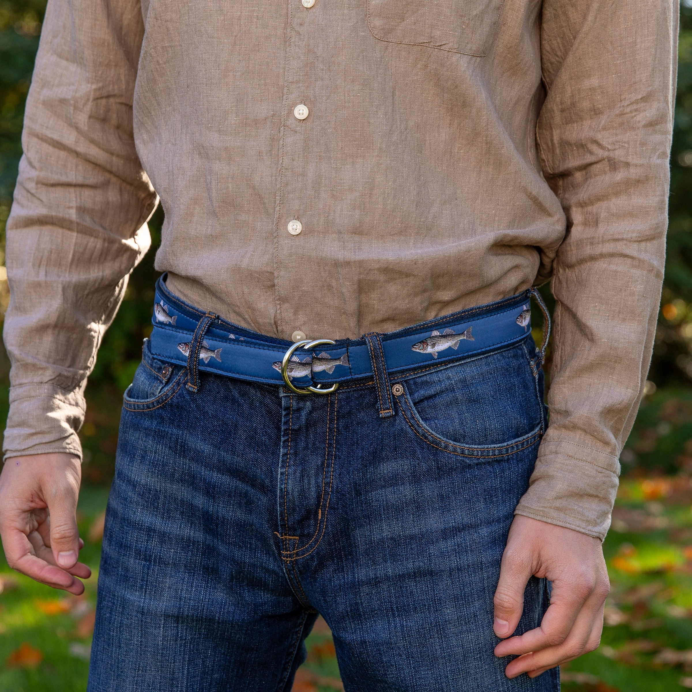 Striped Bass Ribbon D-Ring Belt