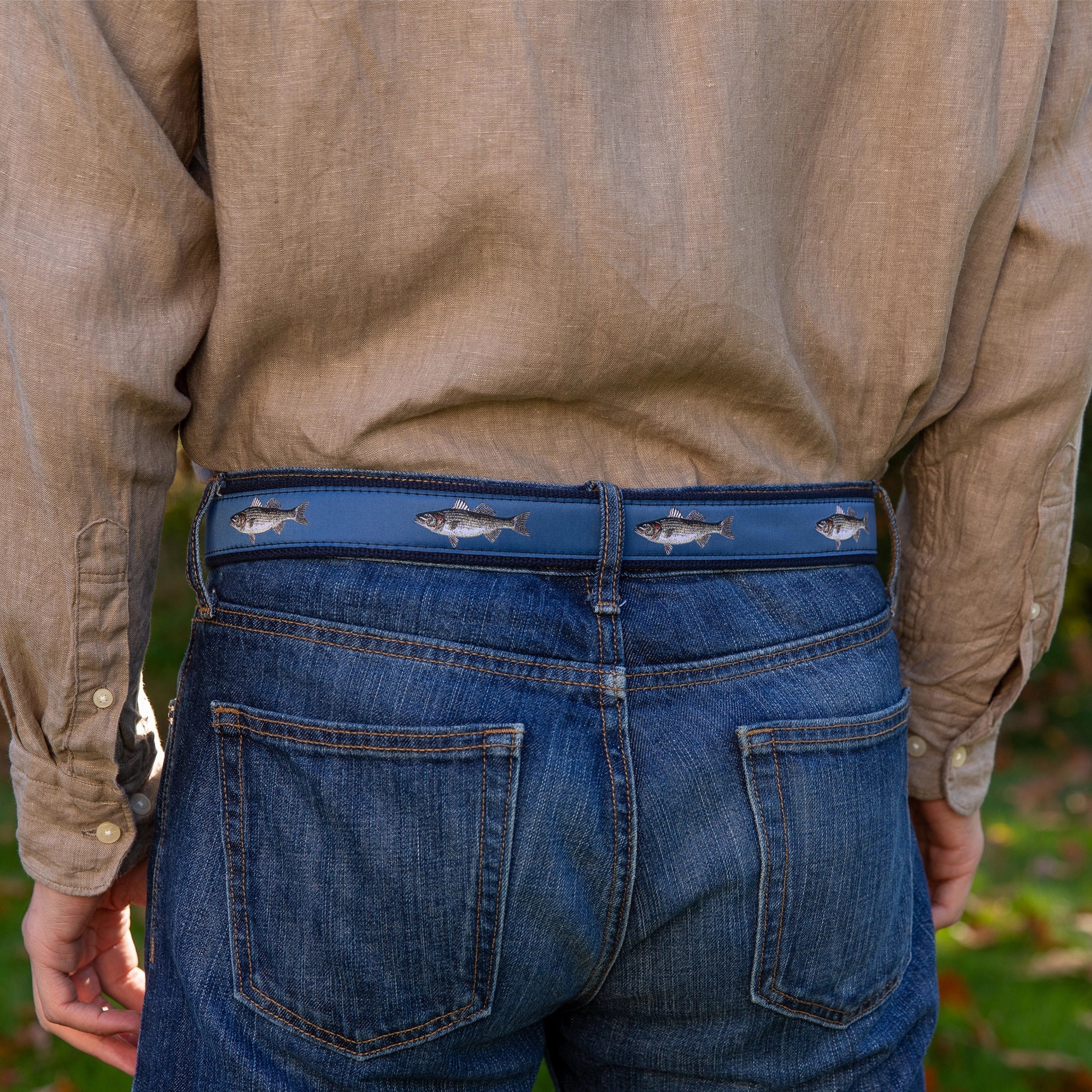 Striped Bass Ribbon D-Ring Belt