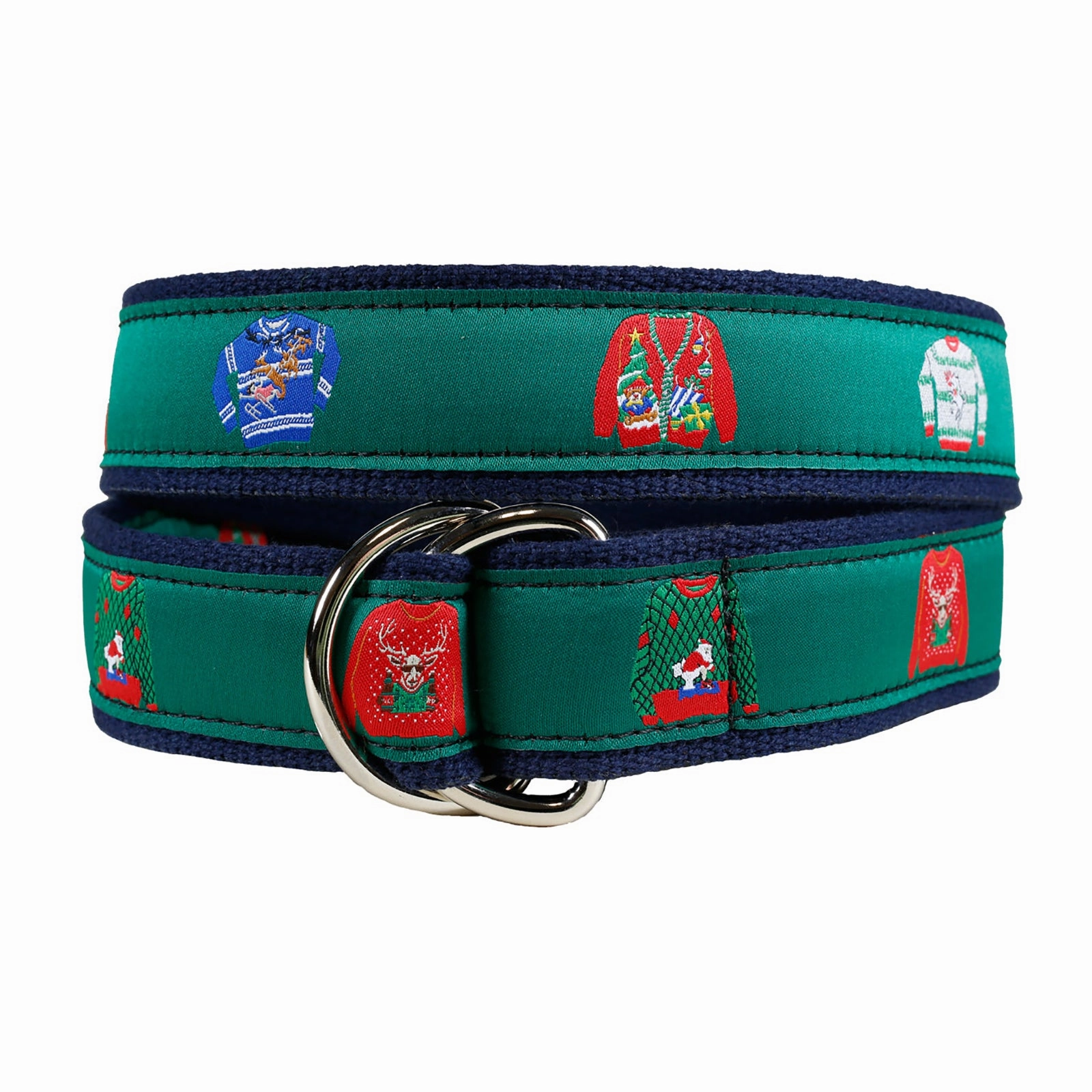 Ugly Christmas Sweater Ribbon D-Ring Belt