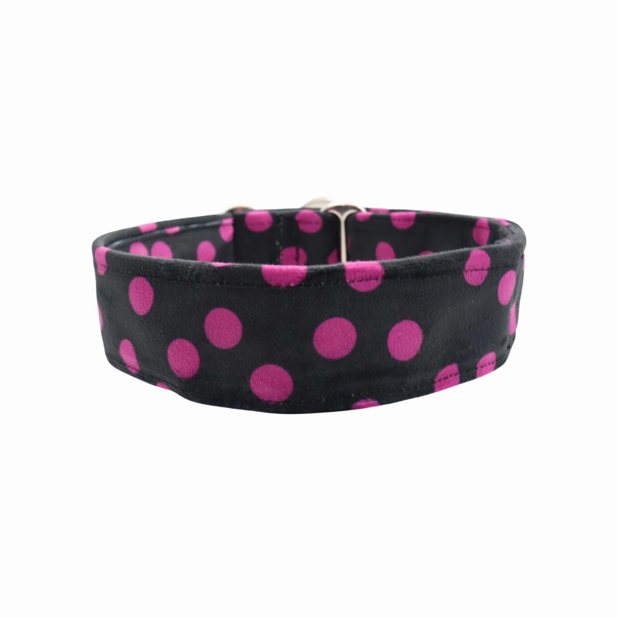 Velour Dog Collar | Pink Dots | Width: 15-20-25-30-40-50 mm