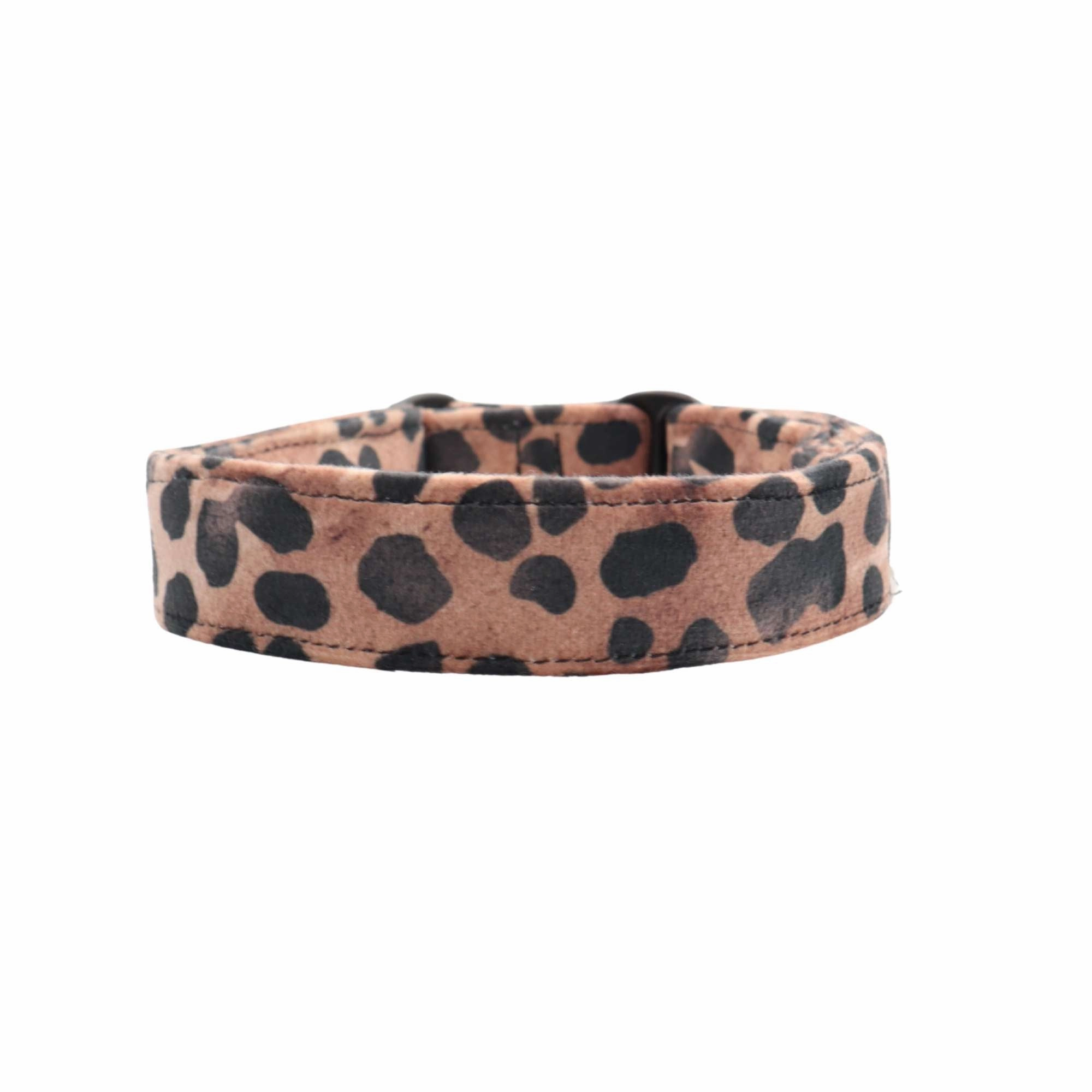 Velour Dog Collar | Soft Leopard | Width: 15-20-25-30-40-50 mm