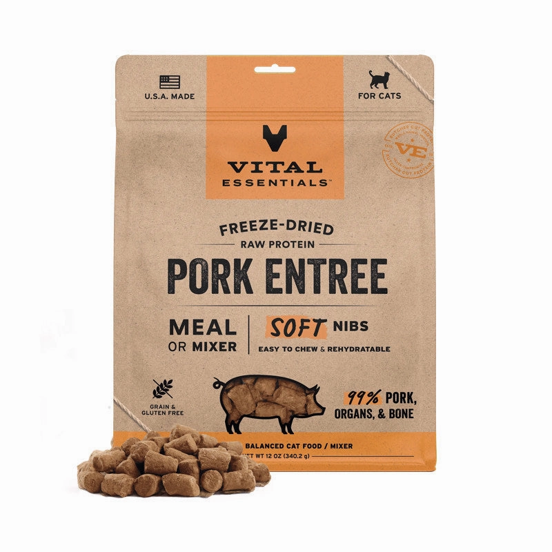 Vital Essentials Cat Freeze-Dried Raw Pork Soft Nibs 12oz