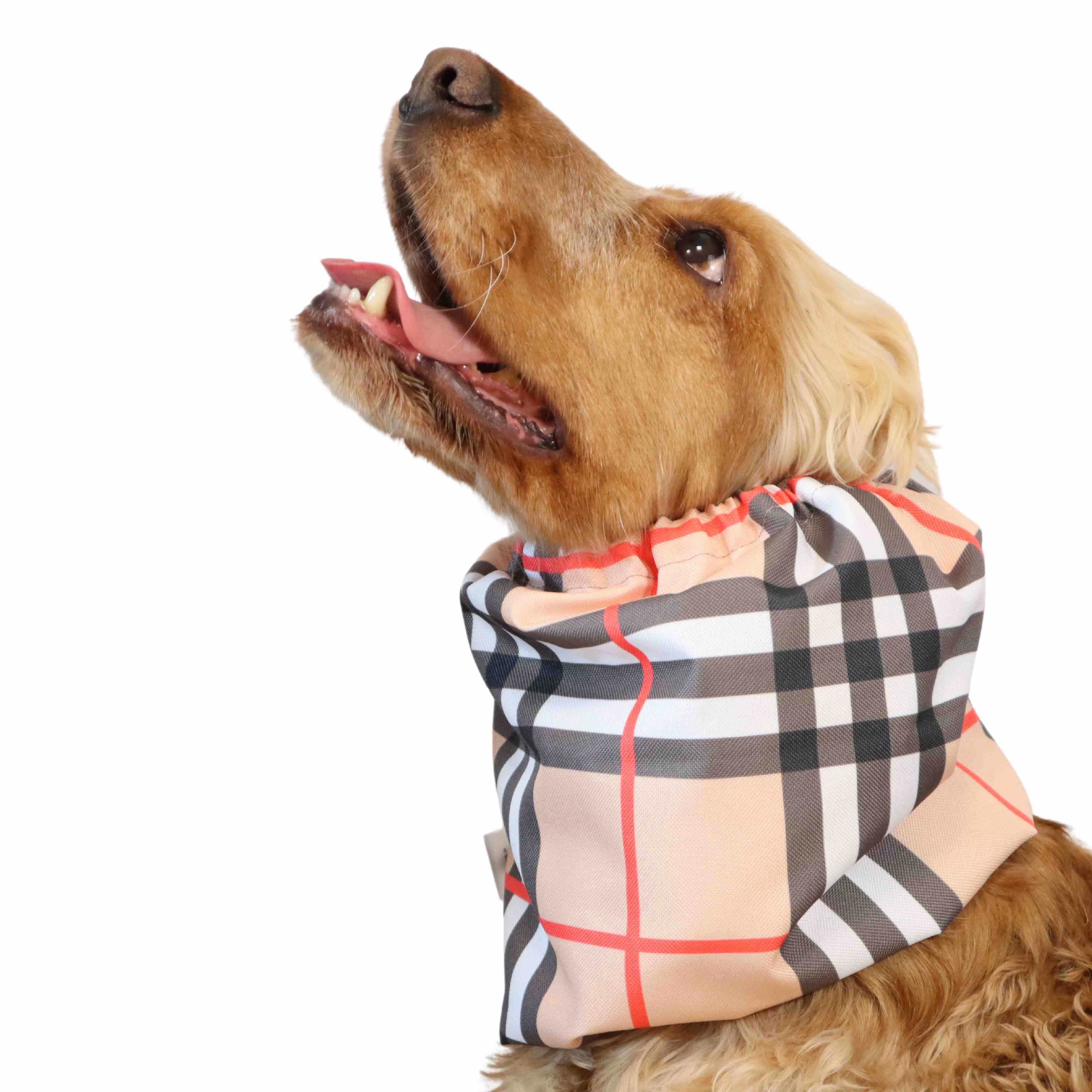 Waterproof Dog Snood | Beige Tartan