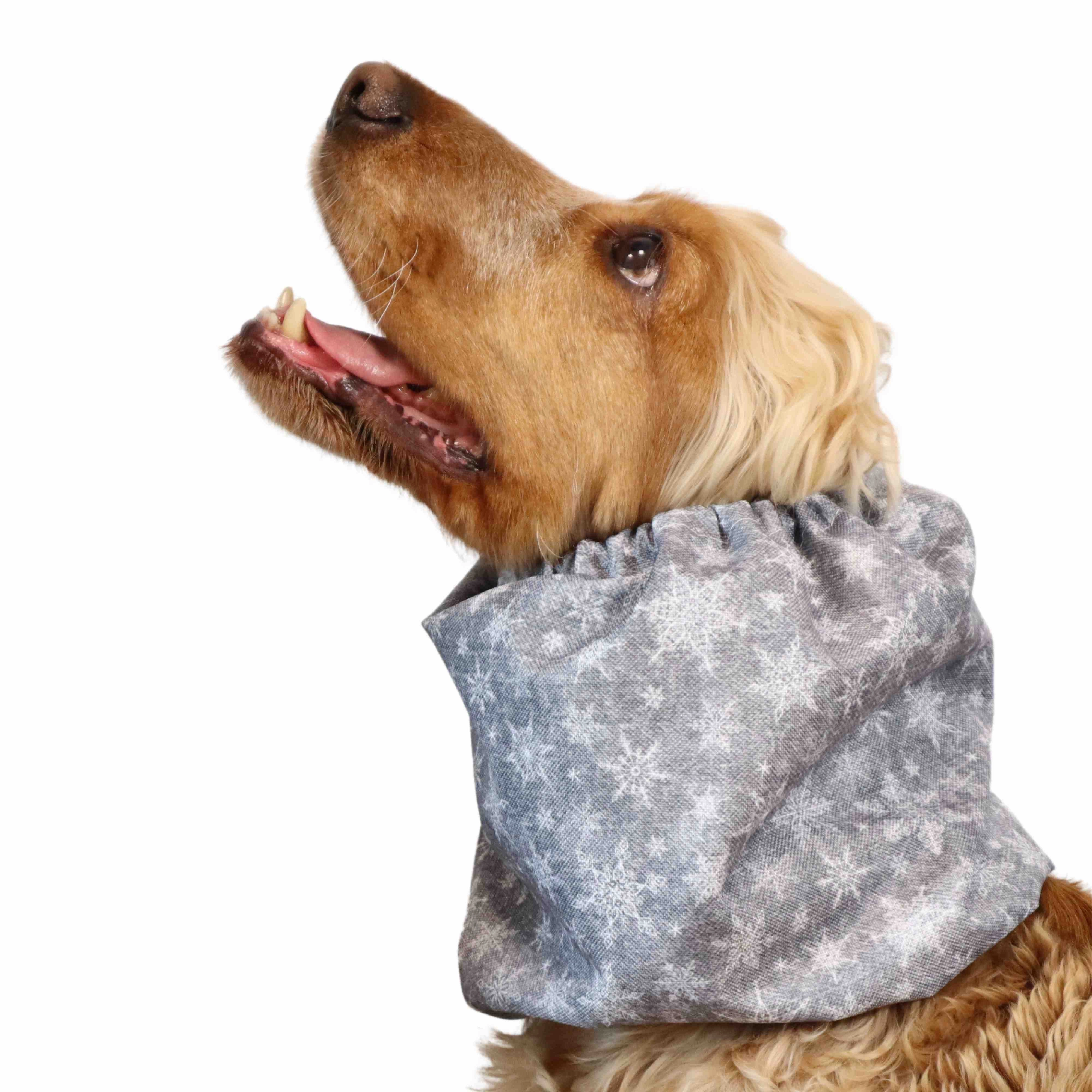 Waterproof Dog Snood | Snowflakes in Acid Black