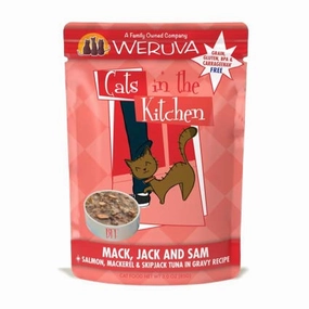 Weruva Mack, Jack, and Sam Mackerel Salmon & Tuna Pouch 3oz