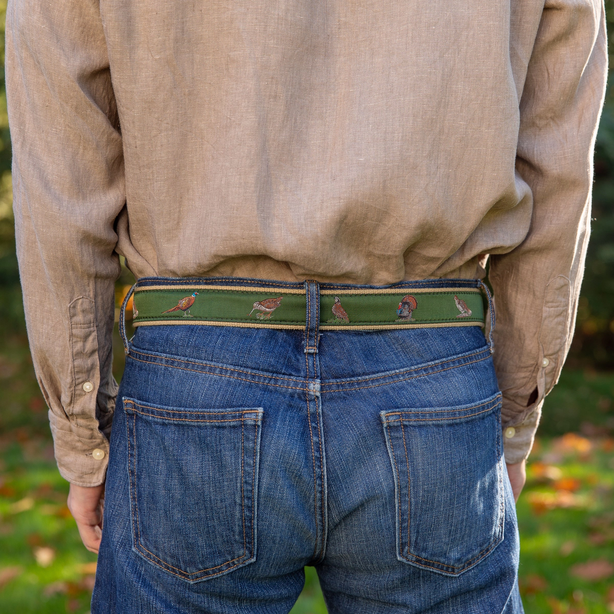 Woodland Birds Ribbon D-Ring Belt