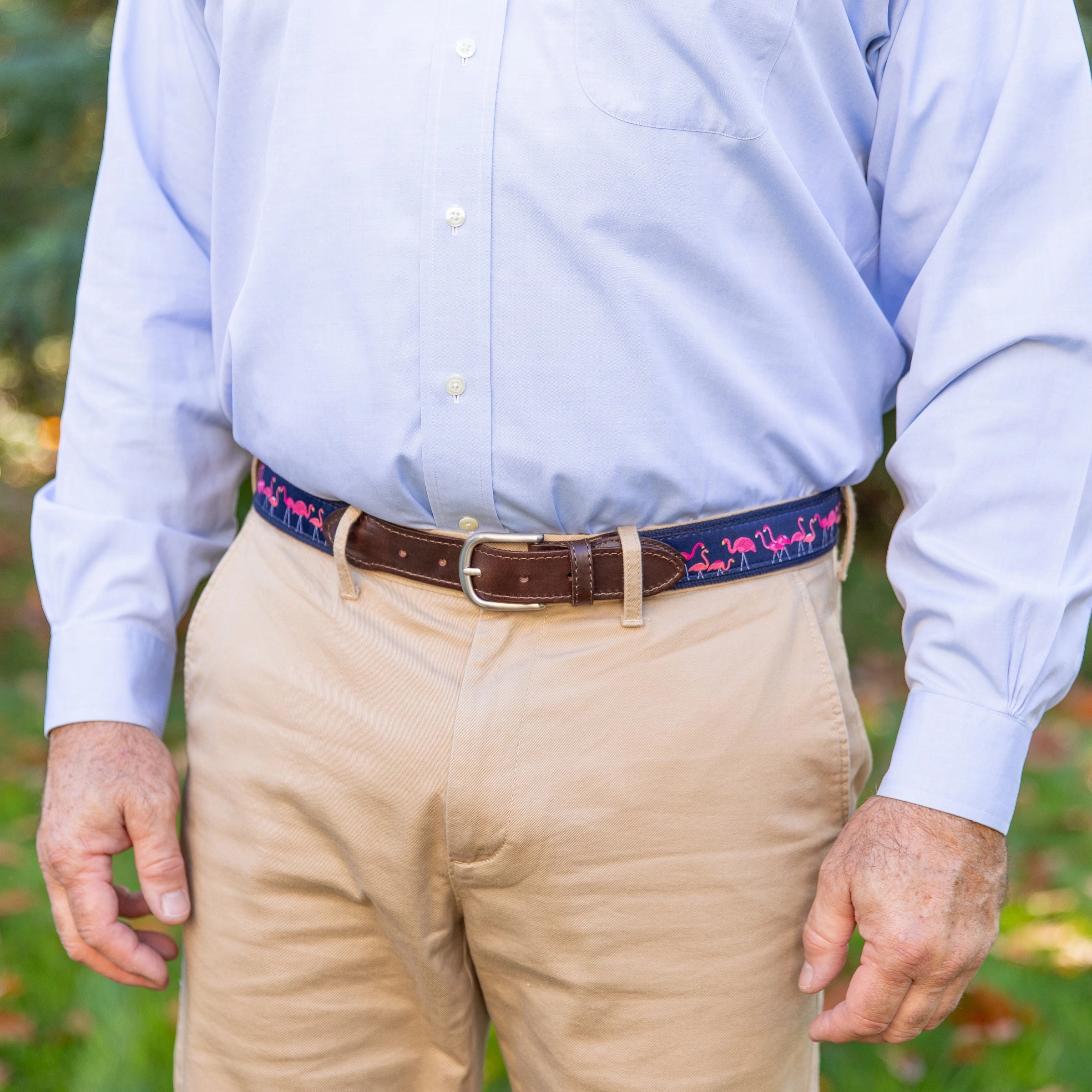 Yard Flamingos Ribbon Club Belt