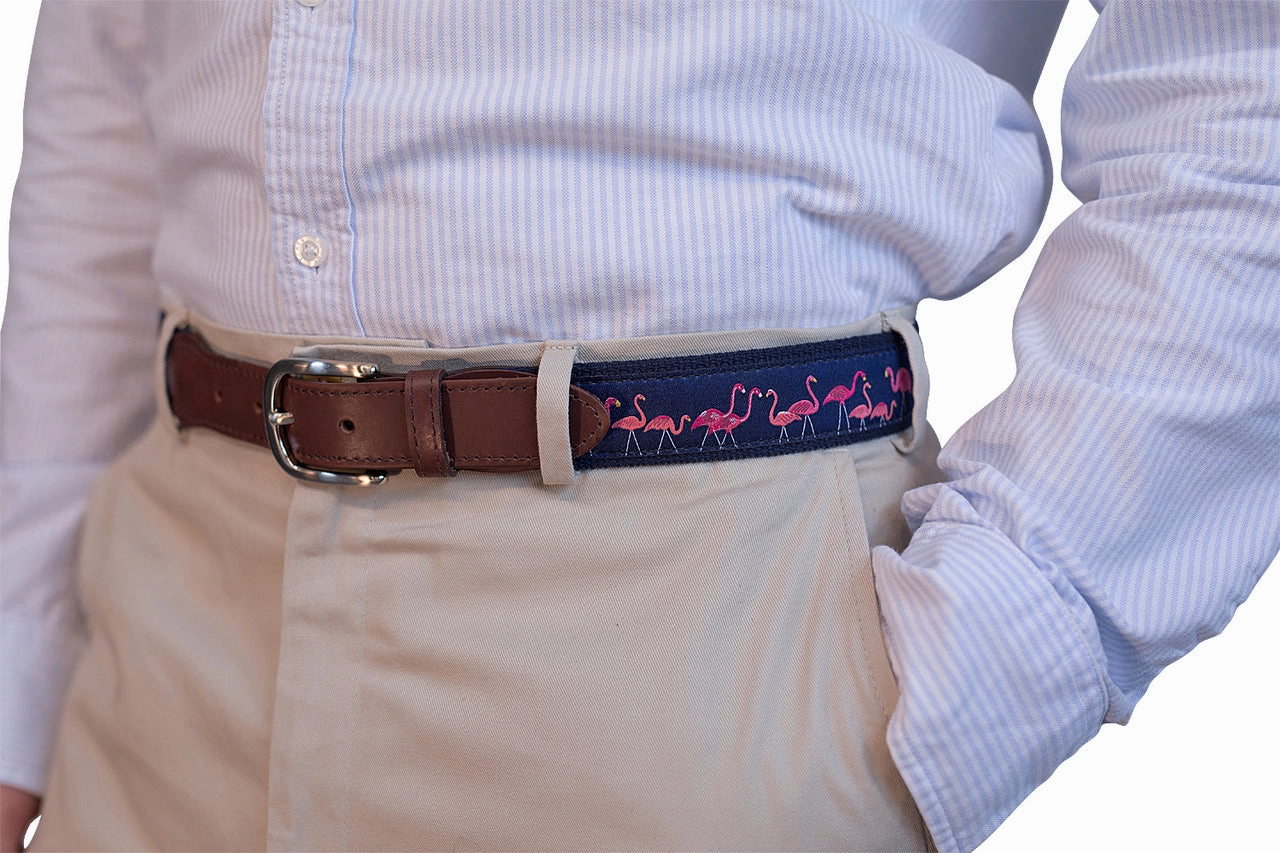 Yard Flamingos Ribbon Club Belt